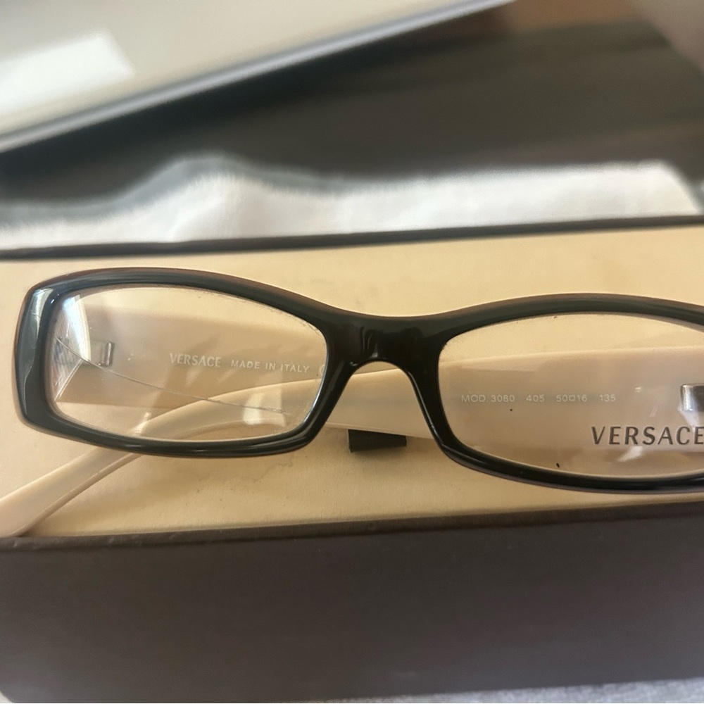 Versace Two-Tone Brown and Cream Eyeglasses